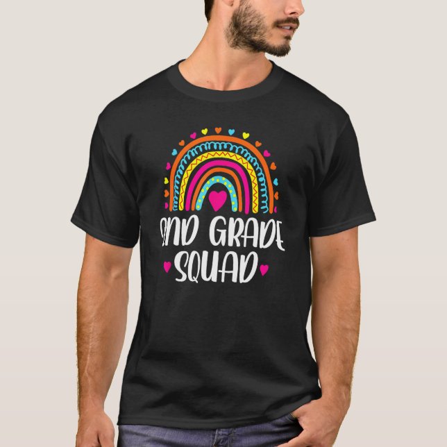 2nd Grade Squad Teacher  Rainbow  Back To School T-Shirt (Front)