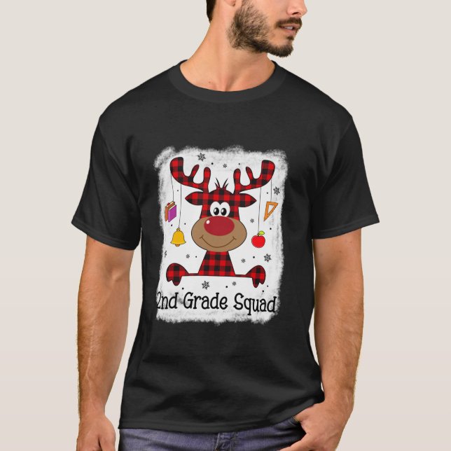 2nd Grade Squad Teacher Reindeer Christmas Second  T-Shirt (Front)