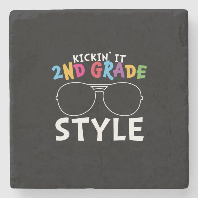 2nd Grade Teacher 2nd Grade Style Stone Coaster (Front)