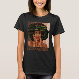 2nd Grade Teacher Afro African American Women Blac T-Shirt