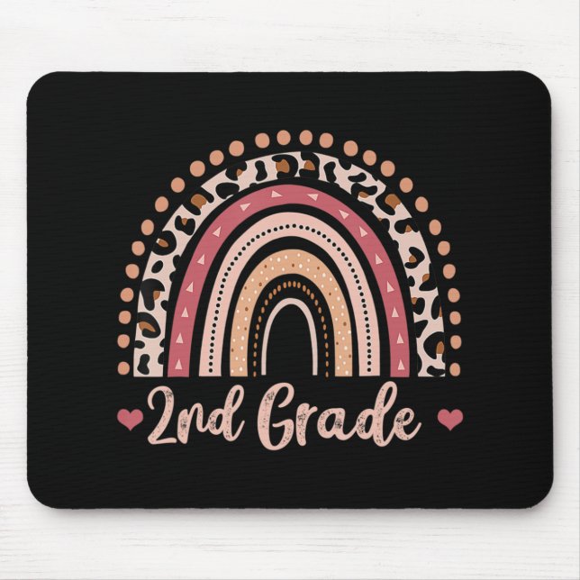 2nd Grade Teacher Fun Rainbow Lover Back To School Mouse Mat (Front)