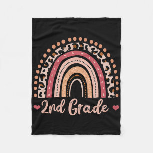 2nd Grade Teacher Fun Rainbow Lover Ck To School Fleece Blanket