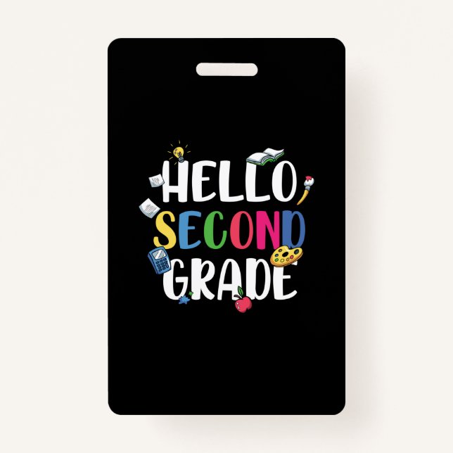 2nd Grade Teacher Hello Second Grade ID Badge (Front)