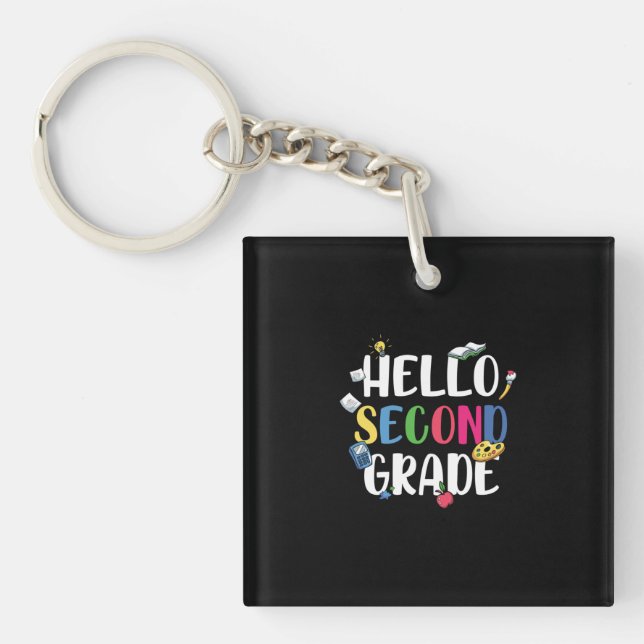 2nd Grade Teacher Hello Second Grade Key Ring (Front)