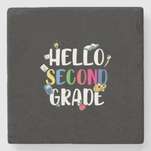 2nd Grade Teacher Hello Second Grade Stone Coaster