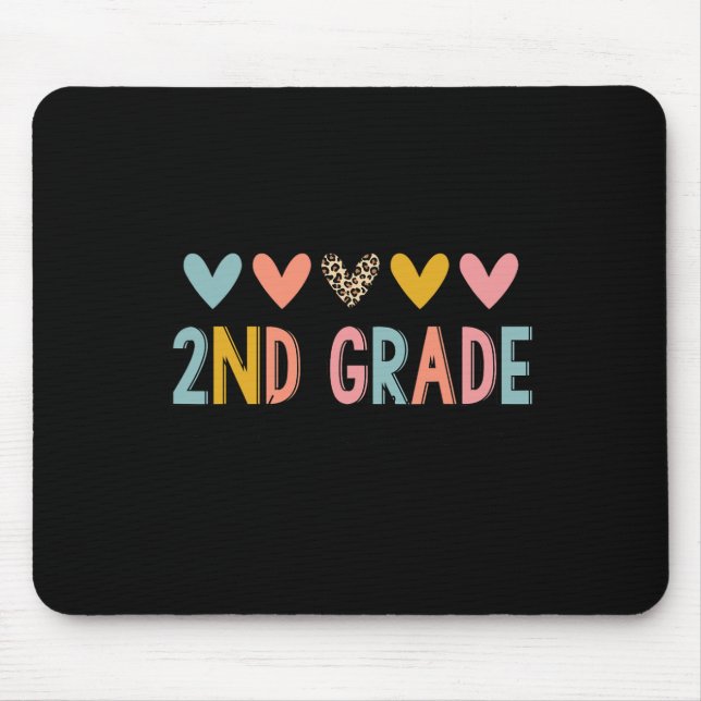 2nd Grade Teacher Leopard Hearts Ck To School  Mouse Mat (Front)