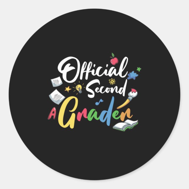 2nd Grade Teacher Official Second Grader Classic Round Sticker (Front)