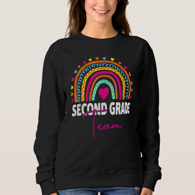2nd Grade Teacher Rainbow Back To School Hello Sec Sweatshirt (Front)