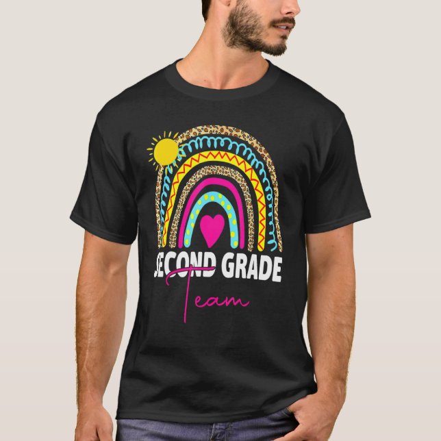 2nd Grade Teacher Rainbow Back To School Hello Sec T-Shirt (Front)