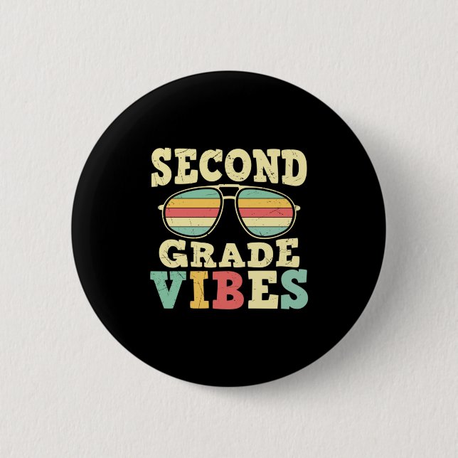 2nd Grade Teacher Second Grade Vibes 6 Cm Round Badge (Front)