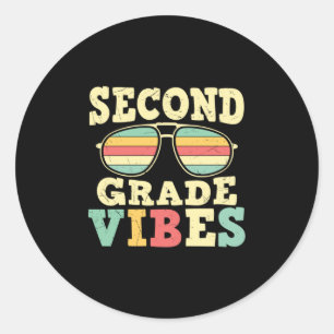 2nd Grade Teacher Second Grade Vibes Classic Round Sticker
