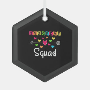 2nd grade Teacher Shirts School Team Second Grade Glass Tree Decoration