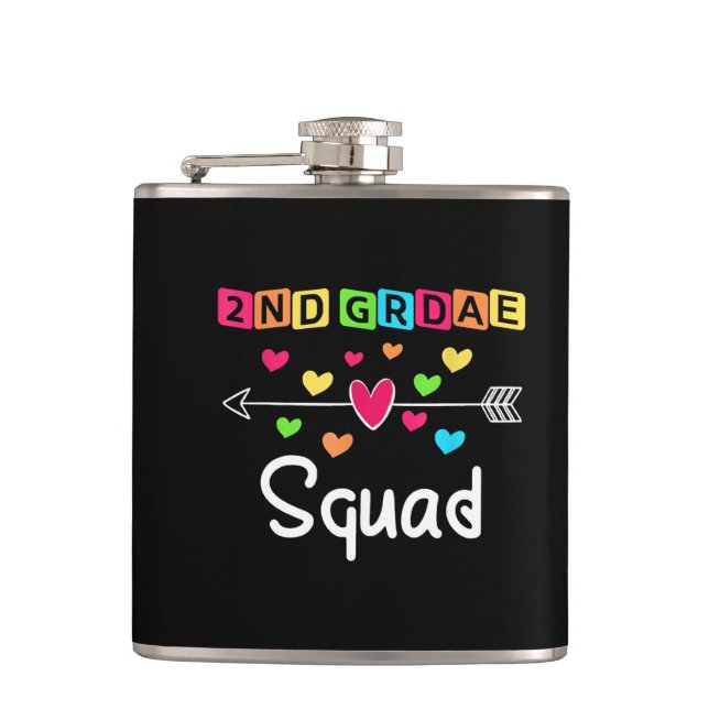 2nd grade Teacher Shirts School Team Second Grade Hip Flask (Front)