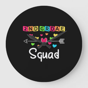 2nd grade Teacher Shirts School Team Second Grade Large Clock