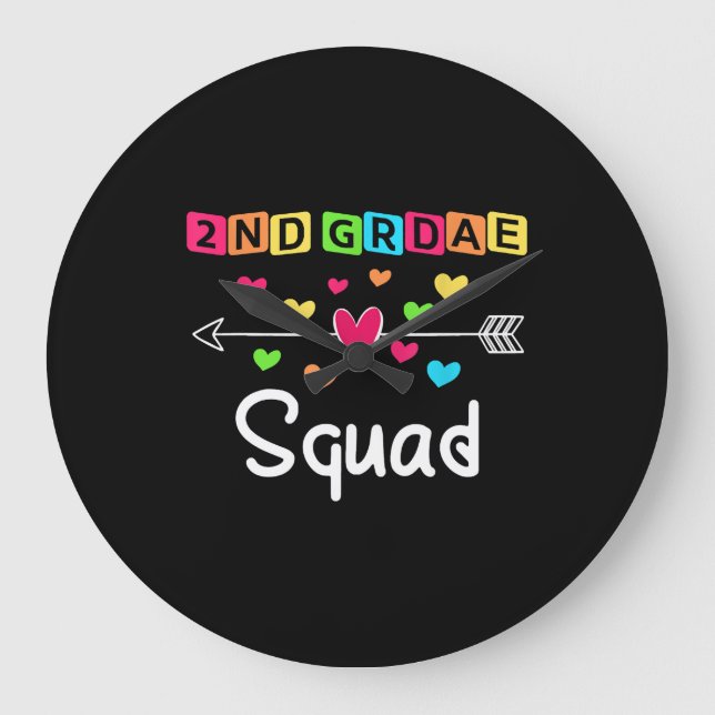 2nd grade Teacher Shirts School Team Second Grade Large Clock (Front)