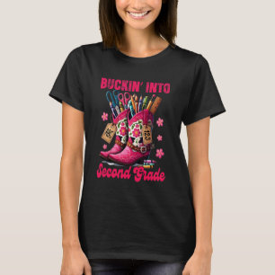 2nd Grade Teacher Western Life Buckin' Into Second T-Shirt