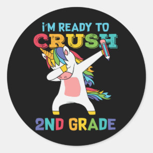 2nd Grade Unicorn First Day of School Student Gift Classic Round Sticker