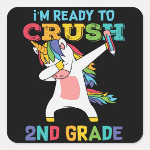 2nd Grade Unicorn First Day of School Student Gift Square Sticker