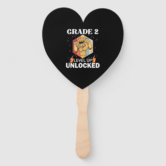 2nd Grade Unlocked Level Up Back To School First Hand Fan (Front)