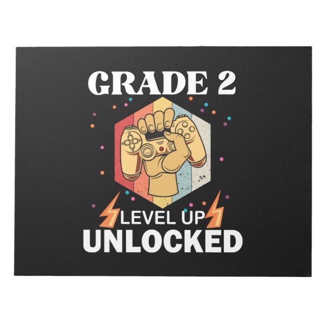 2nd Grade Unlocked Level Up Back To School First Notepad (Front)