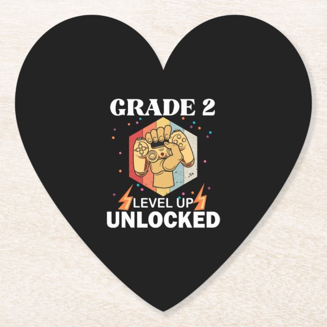 2nd Grade Unlocked Level Up Back To School First Paper Coaster (Front)