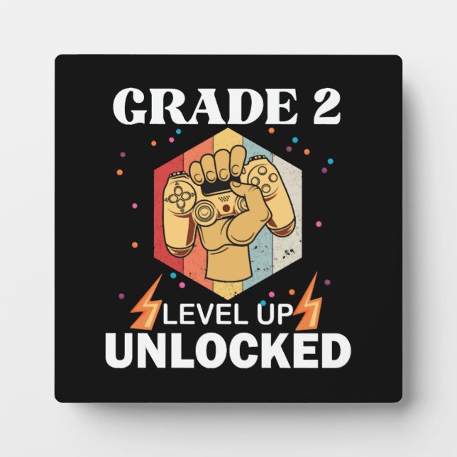2nd Grade Unlocked Level Up Back To School First Plaque (Front)