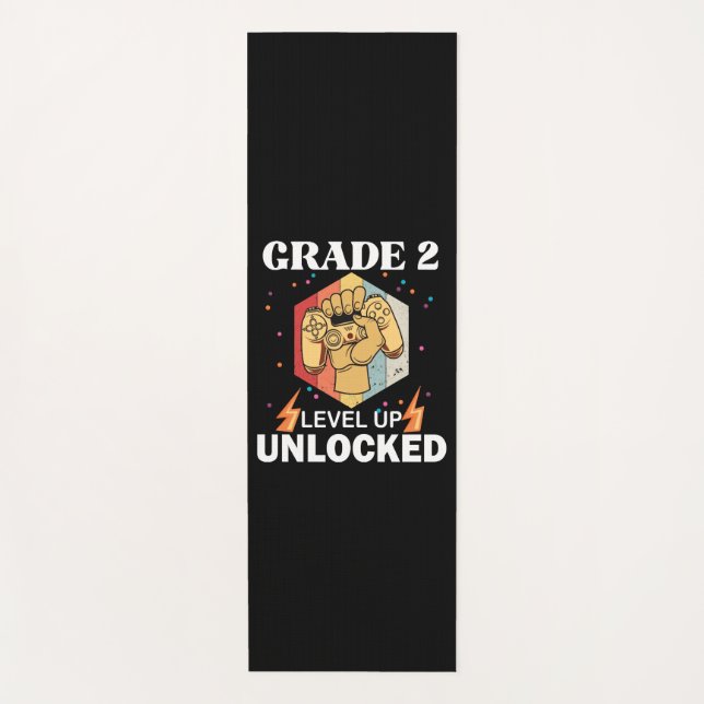 2nd Grade Unlocked Level Up Back To School First Yoga Mat (Front)