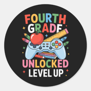 2nd Grade Unlocked Level Up Gamer Kids Boys Ck To Classic Round Sticker