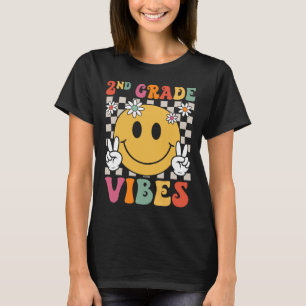 2nd Grade Vibes Girls Retro Smile Teacher Team Sec T-Shirt