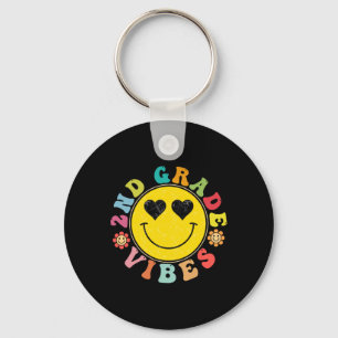 2nd Grade Vibes Happy Face Smile Gift Ck To School Key Ring