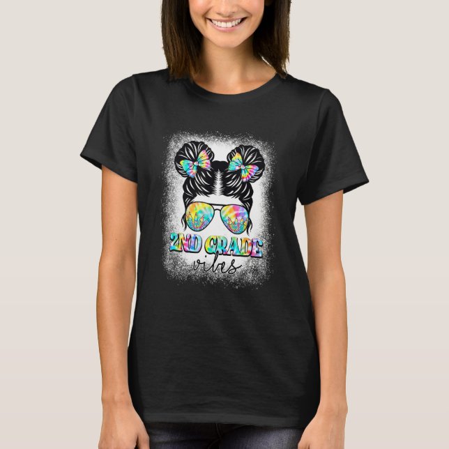2nd Grade Vibes Messy Hair Bun Girl Back To School T-Shirt (Front)
