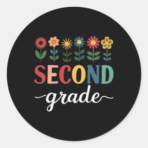 2nd Grade Wildflower Floral Back To School Classic Round Sticker