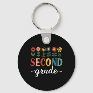 2nd Grade Wildflower Floral Back To School Key Ring