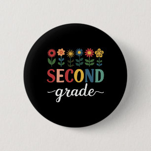 2nd Grade Wildflower Floral Ck To School  6 Cm Round Badge