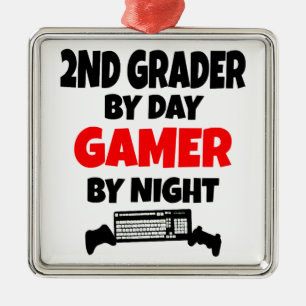 2nd Grader by Day Gamer by Night Metal Tree Decoration