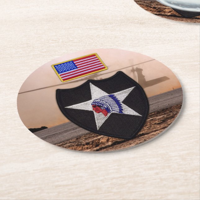 2nd infantry indianhead veterans vets coasters (Angled)
