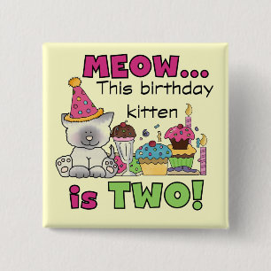 2nd Kitten Birthday Tshirts and Gifts 15 Cm Square Badge