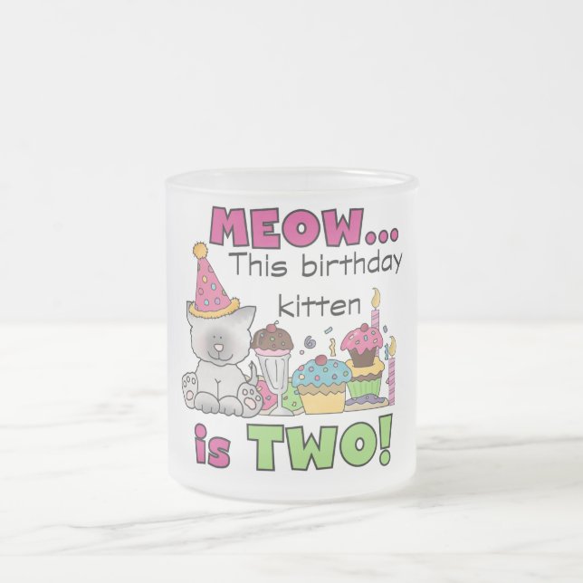 2nd Kitten Birthday Tshirts and Gifts Frosted Glass Coffee Mug (Center)