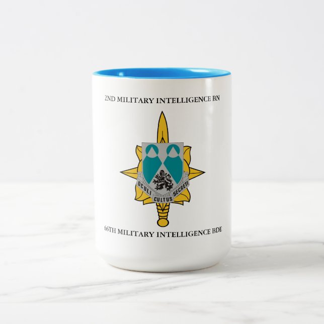 2ND MILITARY INTELLIGENCE BATTALION 66TH M I BDE  Two-Tone COFFEE MUG (Center)