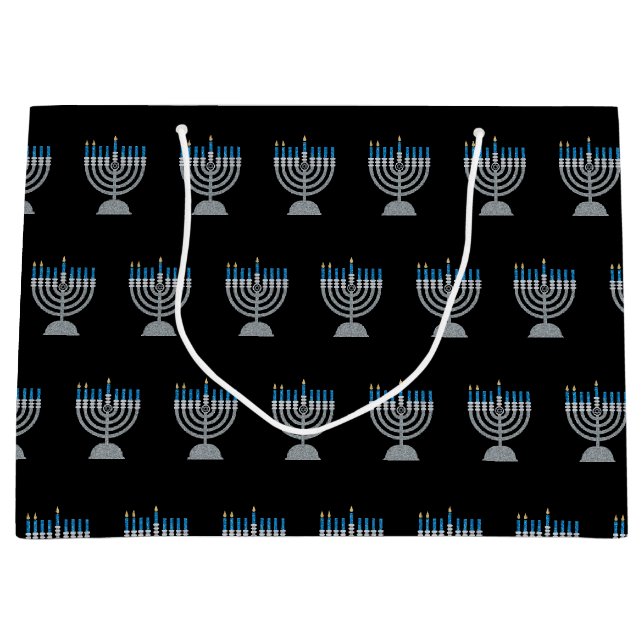 2nd Night of Hanukkah Glitter Large Gift Bag (Front)