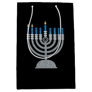 2nd Night of Hanukkah Glitter Medium Gift Bag