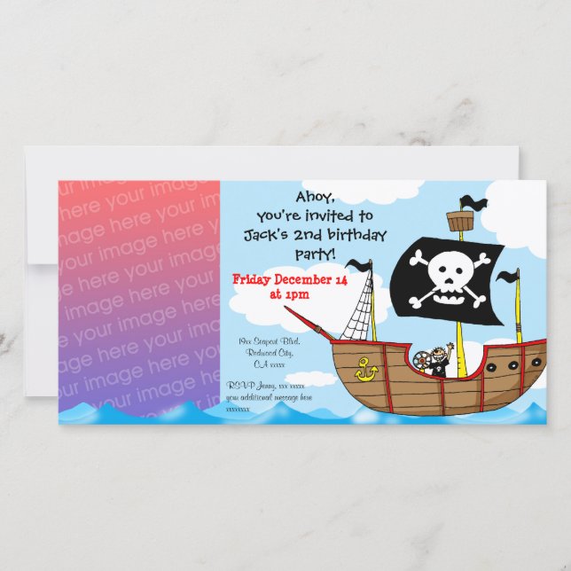 2nd pirate birthday boy party invitations (Front)