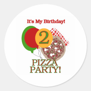 2nd Pizza Party Birthday Classic Round Sticker