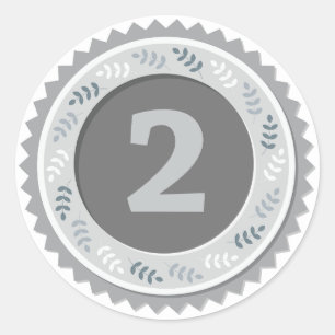 2nd Place Silver Medal Dark Classic Round Sticker