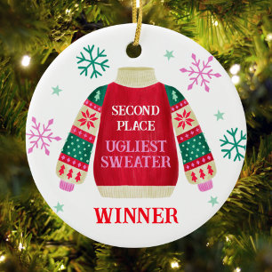 2nd Place Ugly Sweater Contest Prize Winner Ceramic Tree Decoration