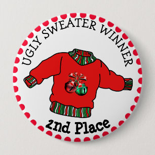 2nd Place Ugly Sweater Winner Christmas Gold Medal 10 Cm Round Badge