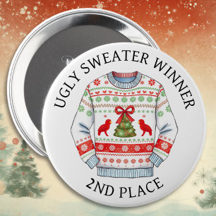 2nd Place Ugly Sweater Winner   Funny Christmas  10 Cm Round Badge