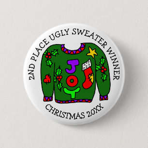 2ND Place Winner Ugly Sweater Contest Medal   6 Cm Round Badge