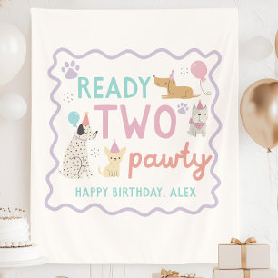 2nd Puppy Pawty Birthday Custom Banner Backdrop Tapestry