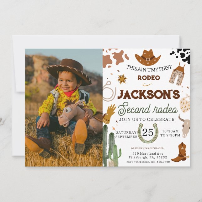 2nd Rodeo Birthday This Ain't My 1st Rodeo Invitation (Front)